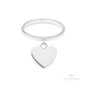 Anel Coração Pendurado em Prata - Prata Universal