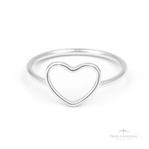 Anel Coração Vazado P em Prata - Prata Universal