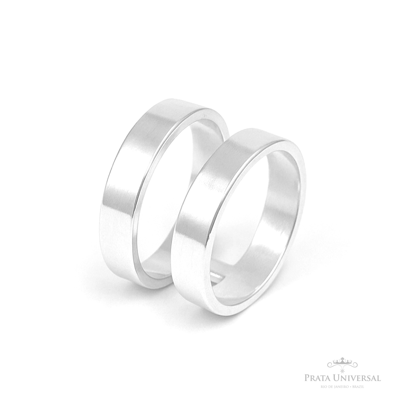 Anel Duplo Retangular em Prata - Prata Universal Anel Duplo Retangular em Prata - Prata Universal