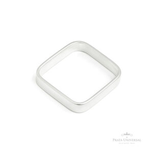 Anel Formato Quadrado em Prata - Prata Universal