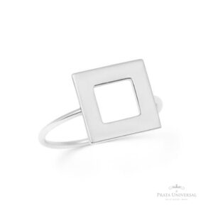Anel Quadrado Chapa em Prata - Prata Universal