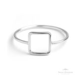 Anel Quadrado Vazado em Prata - Prata Universal