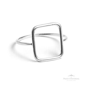 Anel Quadrado Vazado em Prata - Prata Universal