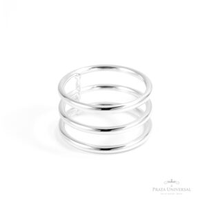 Anel Triplo Redondo em Prata - Prata Universal