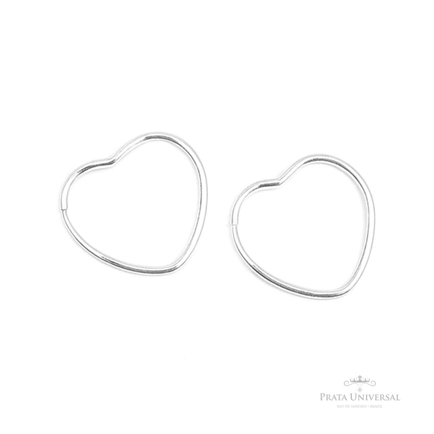 Argola Coração de Lado N1 em Prata - Prata Universal Argola Coração de Lado N1 em Prata - Prata Universal