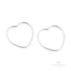 Argola Coração de Lado N2 em Prata - Prata Universal
