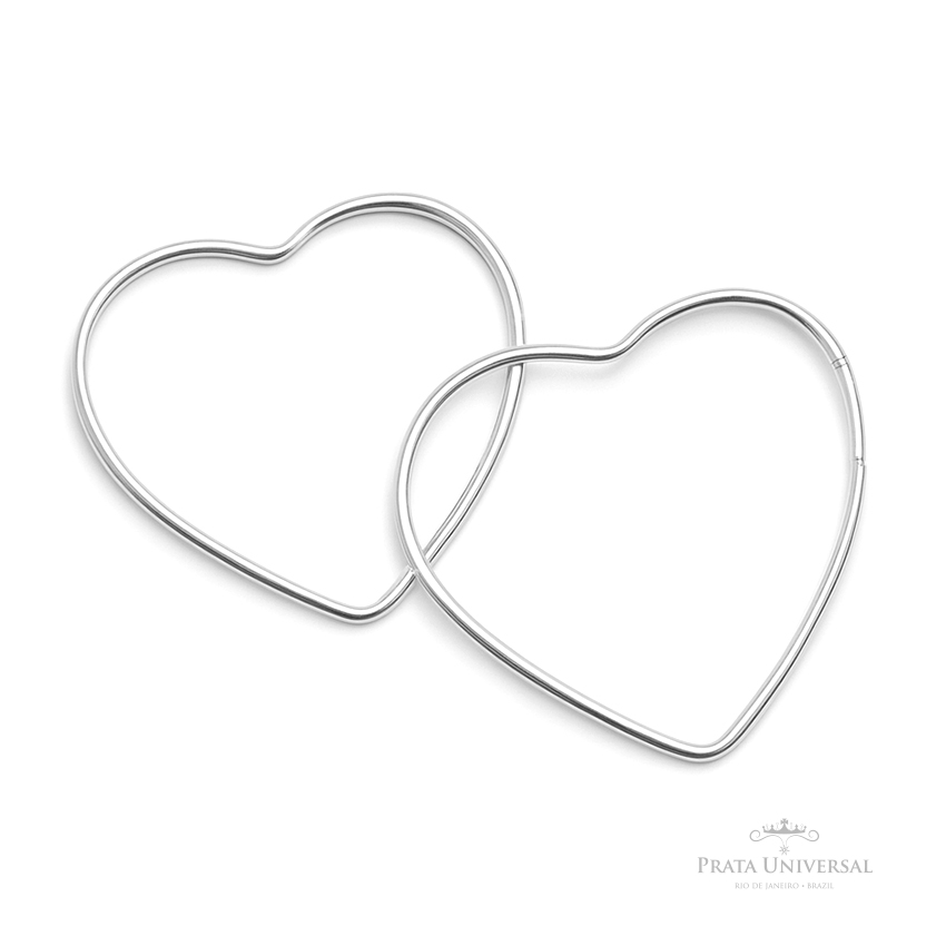 Argola Coração De Lado N3 em Prata - Prata Universal Argola Coração De Lado N3 em Prata - Prata Universal