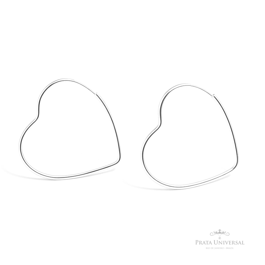 Argola Coração De Lado N3 em Prata - Prata Universal Argola Coração De Lado N3 em Prata - Prata Universal