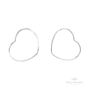 Argola Coração de Lado N4 em Prata - Prata Universal