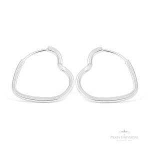 Argola Coração de Lado Quadrada N1 em Prata - Prata Universal