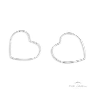 Argola Coração de Lado Quadrada N3 em Prata - Prata Universal