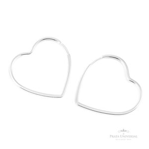 Argola Coração de Lado Quadrada N4 em Prata - Prata Universal