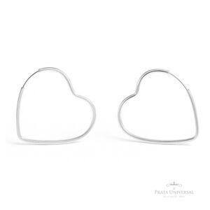 Argola Coração de Lado Quadrada N4 em Prata - Prata Universal