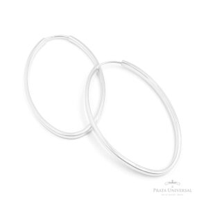 Argola Folha G Retangular em Prata - Prata Universal