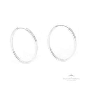 Argola Folha P Retangular em Prata - Prata Universal