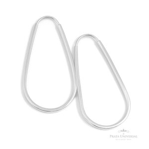 Argola Gota G Retangular em Prata - Prata Universal