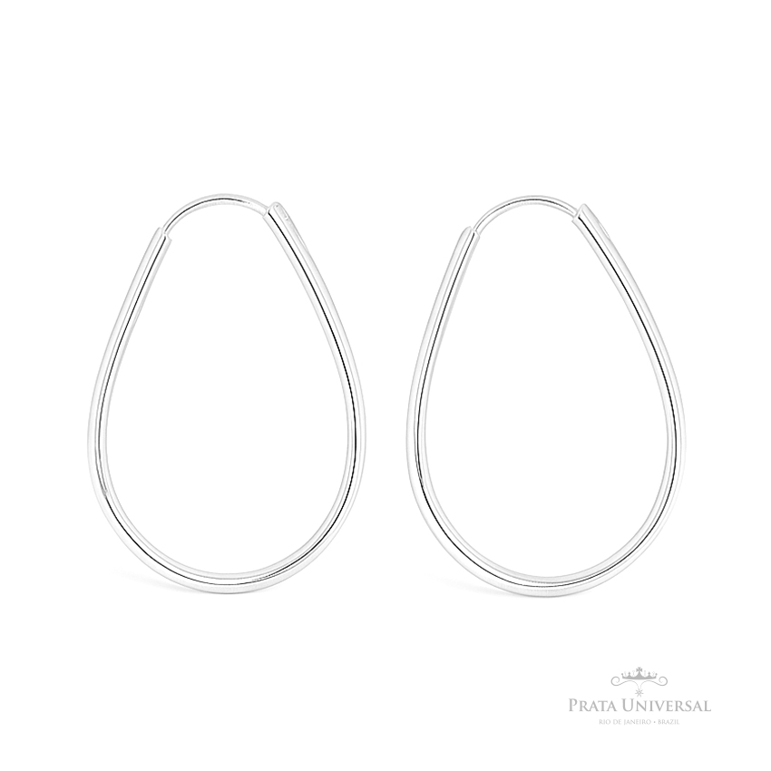 Argola Gota P Quadrada em Prata - Prata Universal Argola Gota P Quadrada em Prata - Prata Universal