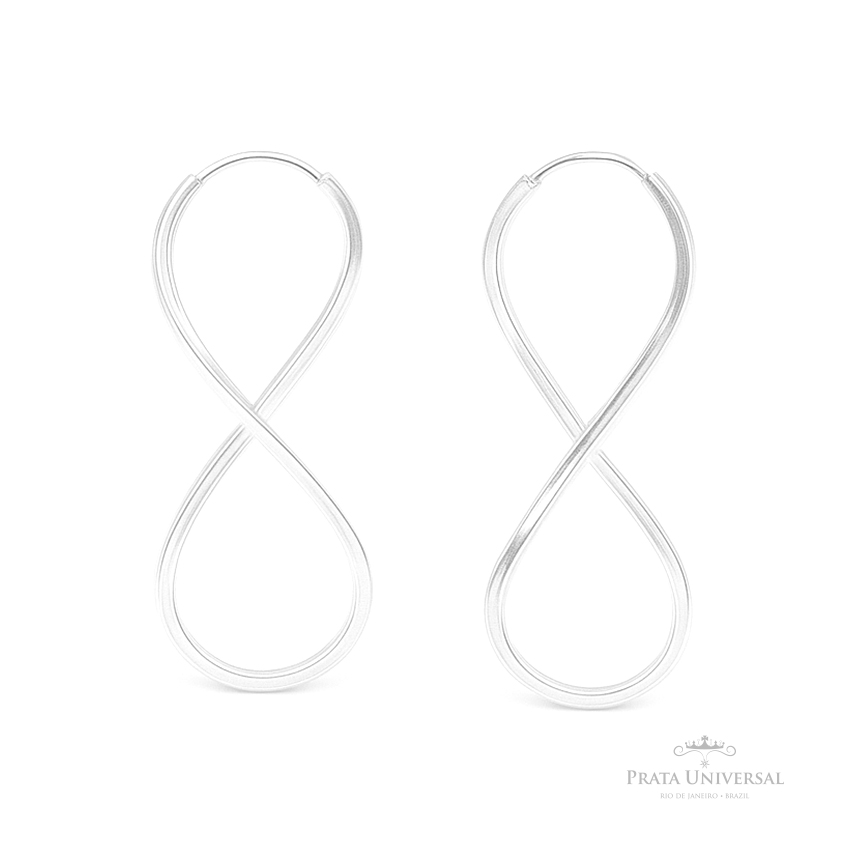 Argola Infinito P Quadrada em Prata - Prata Universal Argola Infinito P Quadrada em Prata - Prata Universal