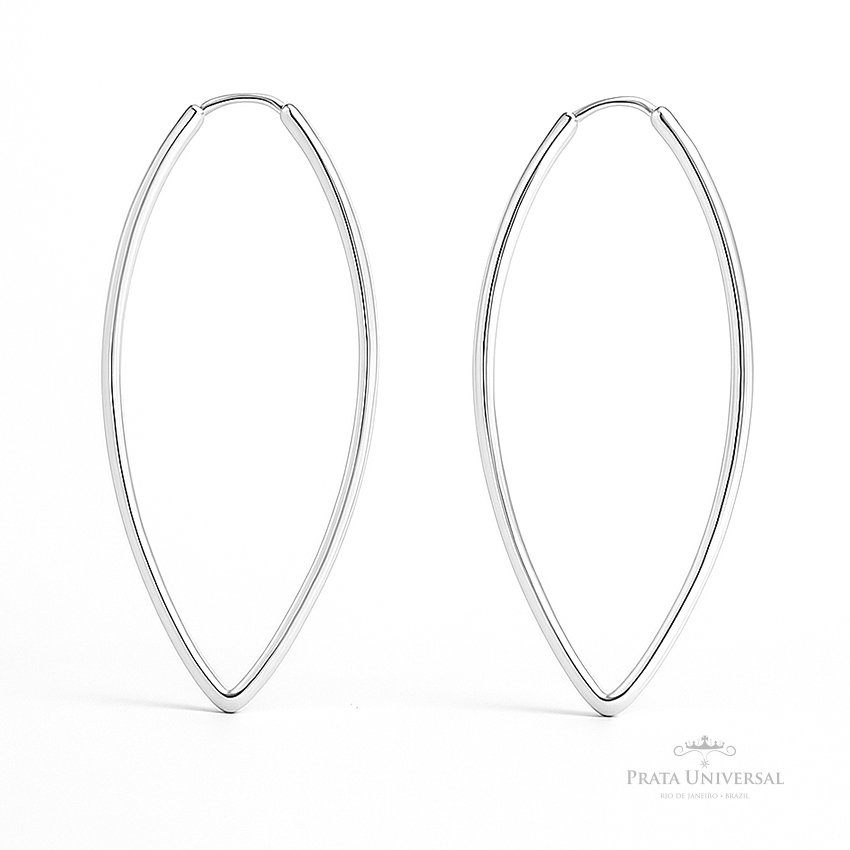 Argola Navete G Quadrada em Prata - Prata Universal Argola Navete G Quadrada em Prata - Prata Universal