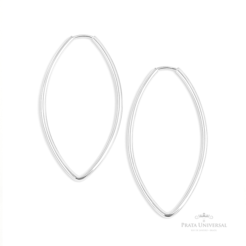 Argola Navete G Quadrada em Prata - Prata Universal Argola Navete G Quadrada em Prata - Prata Universal