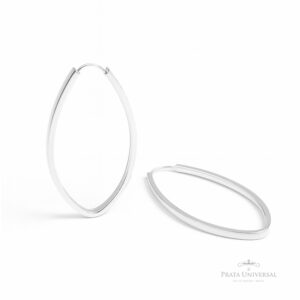 Argola Navete G Retangular em Prata - Prata Universal