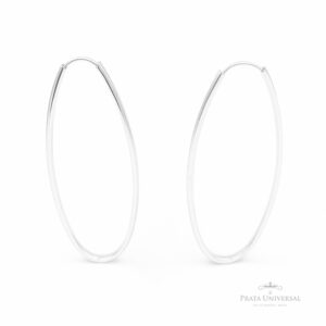 Argola Oval Comprida em Prata - Prata Universal