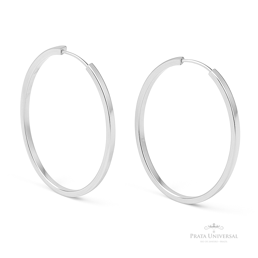 Argola Oval G Retangular em Prata - Prata Universal Argola Oval G Retangular em Prata - Prata Universal