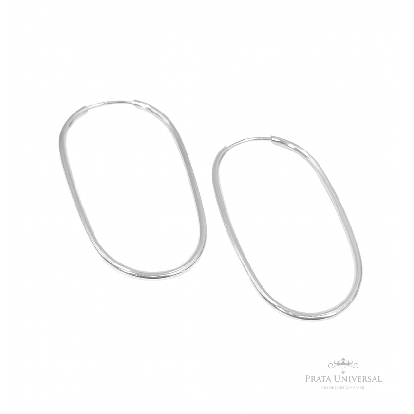 Argola Oval Redonda em Prata - Prata Universal Argola Oval Redonda em Prata - Prata Universal