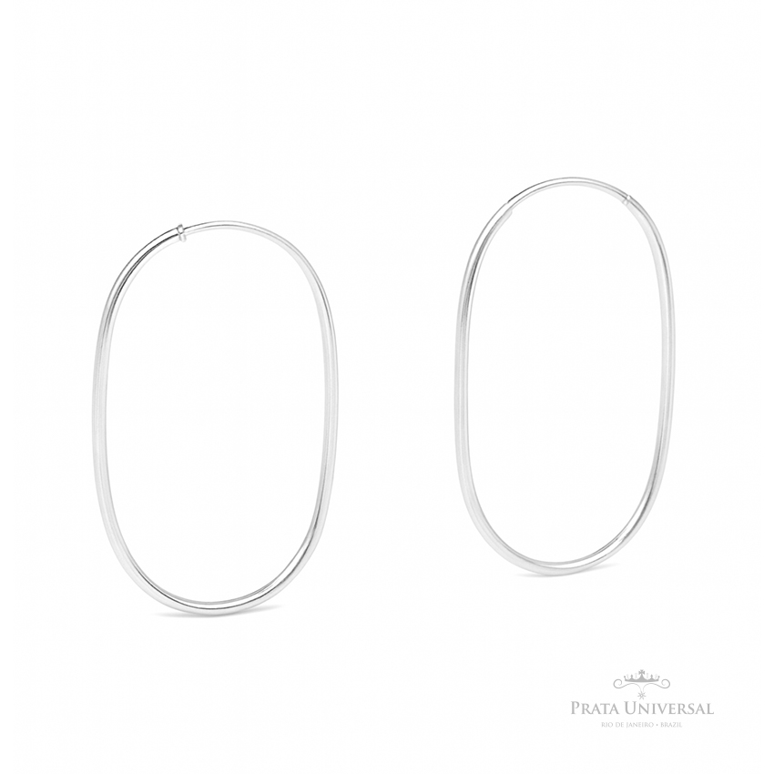 Argola Oval Redonda em Prata - Prata Universal Argola Oval Redonda em Prata - Prata Universal