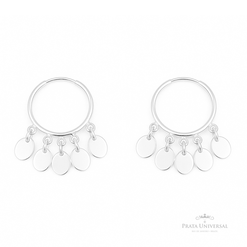 Argola Pingentes Círculos N1 em Prata - Prata Universal Argola Pingentes Círculos N1 em Prata - Prata Universal