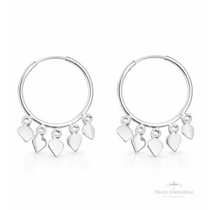 Argola Pingentes Corações N1 em Prata - Prata Universal