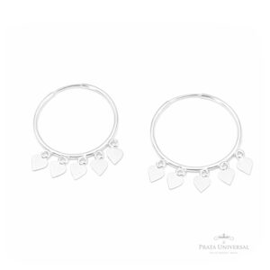 Argola Pingentes Corações N2 em Prata - Prata Universal