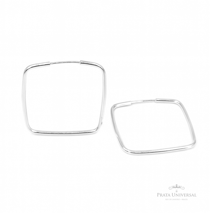 Argola Quadrada Redonda em Prata - Prata Universal Argola Quadrada Redonda em Prata - Prata Universal