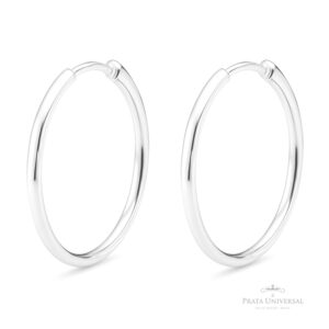 Argola Redonda Meia Cana N3 em Prata - Prata Universal