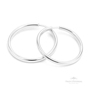 Argola Redonda Meia Cana N4 em Prata - Prata Universal