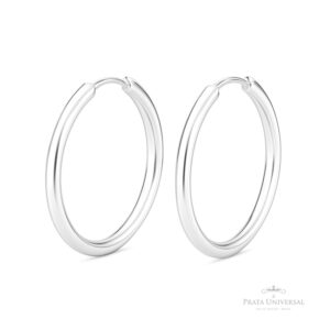 Argola Redonda Meia Cana N4 em Prata - Prata Universal