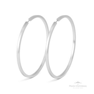 Argola Redonda Retangular N7 em Prata - Prata Universal