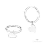 Argola Redonda Tubular com Pingente de Coração em Prata - Prata Universal