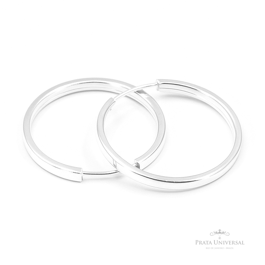 Argola Retangular N2 em Prata - Prata Universal Argola Retangular N2 em Prata - Prata Universal