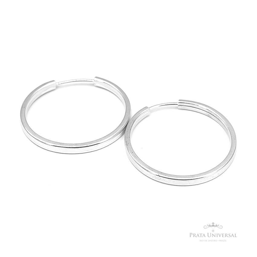 Argola Retangular N3 em Prata - Prata Universal Argola Retangular N3 em Prata - Prata Universal