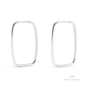 Argola Retângulo Quadrada em Prata - Prata Universal