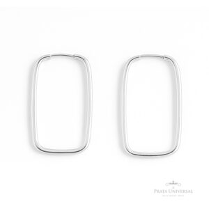 Argola Retângulo Quadrada em Prata - Prata Universal