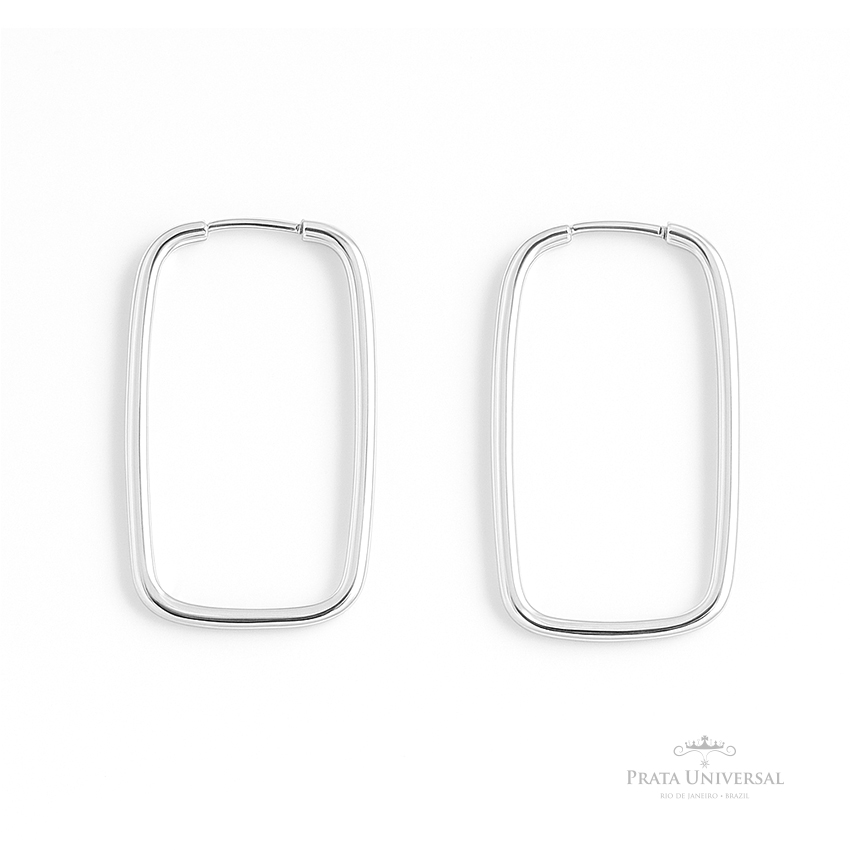 Argola Retângulo Quadrada em Prata - Prata Universal Argola Retângulo Quadrada em Prata - Prata Universal