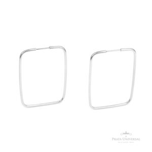 Argola Retângulo Redonda em Prata - Prata Universal