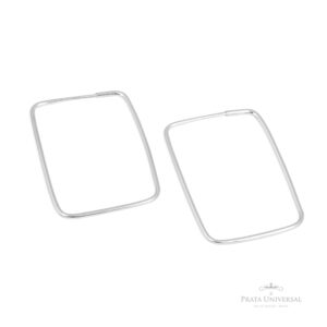 Argola Retângulo Redonda em Prata - Prata Universal