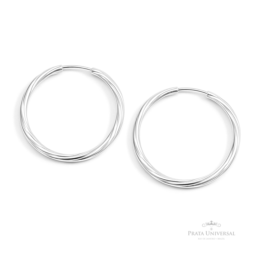 Argola Riscadinha N3 em Prata - Prata Universal Argola Riscadinha N3 em Prata - Prata Universal