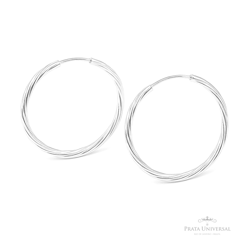 Argola Riscadinha N3 em Prata - Prata Universal Argola Riscadinha N3 em Prata - Prata Universal