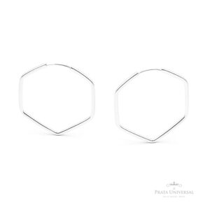 Argola Sextava Quadrada N1 em Prata - Prata Universal