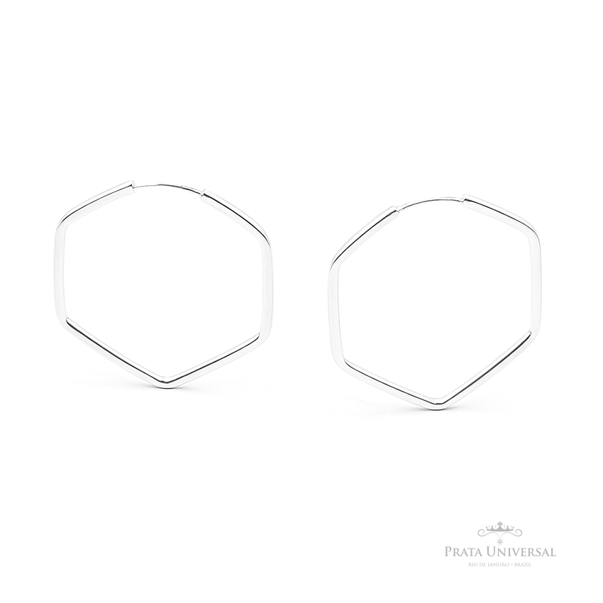 Argola Sextava Quadrada N1 em Prata - Prata Universal Argola Sextava Quadrada N1 em Prata - Prata Universal