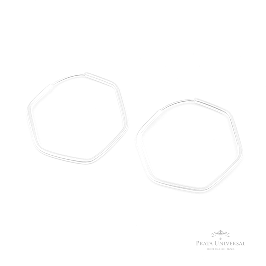 Argola Sextava Quadrada N1 em Prata - Prata Universal Argola Sextava Quadrada N1 em Prata - Prata Universal